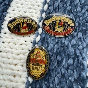 Vintage Budweiser Lapel Pins Trio King of Beers On Tap Lot of 3